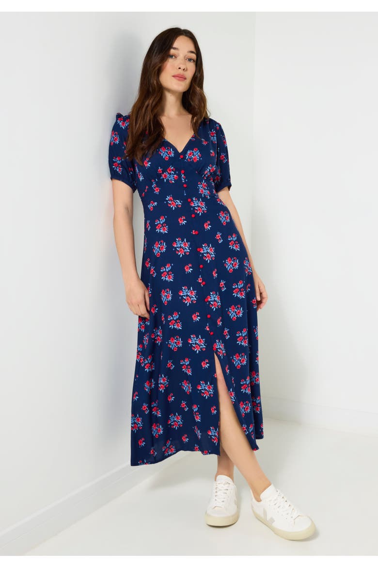 Tea Midi Dress, Main, color, NAVY DAINTY BLOOM