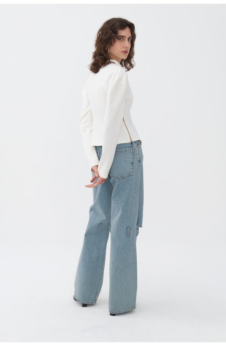 Nocturne Zip Detail Blouse, Alternate, color, Ivory