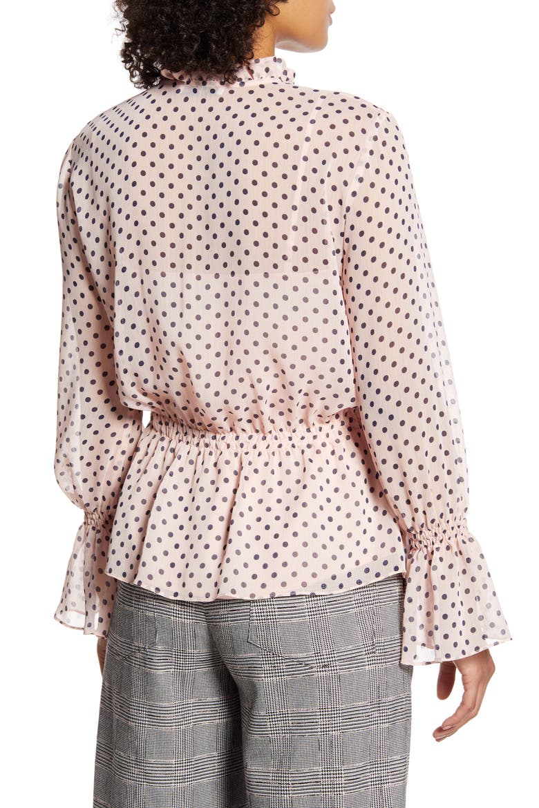Polka Dot Long Sleeve Peplum Top, Alternate, color, MILLY DOT- BALLERINA PINK