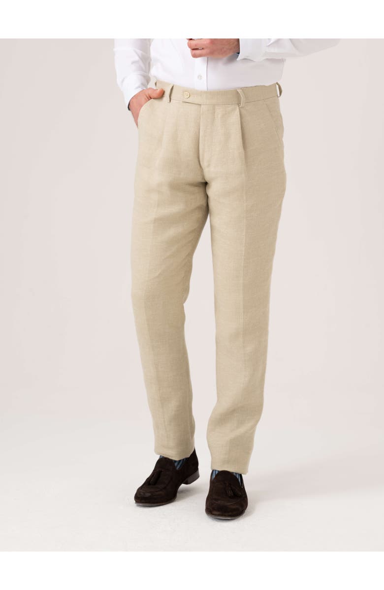 Koy Clothing Linen Wool Silk Blend Trousers, Main, color, Beige