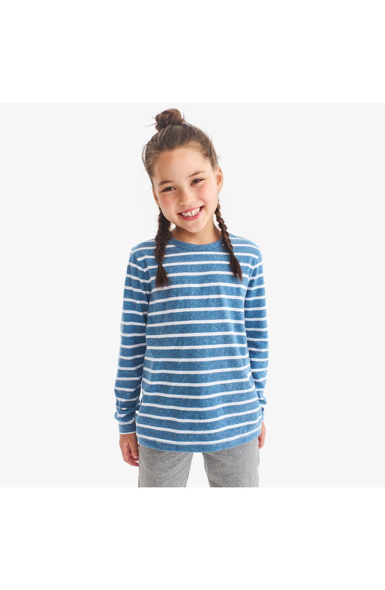 Primary Kids Heathered Long Sleeve Stripe Tee, Alternate, color, Moonlight/ White Stripe