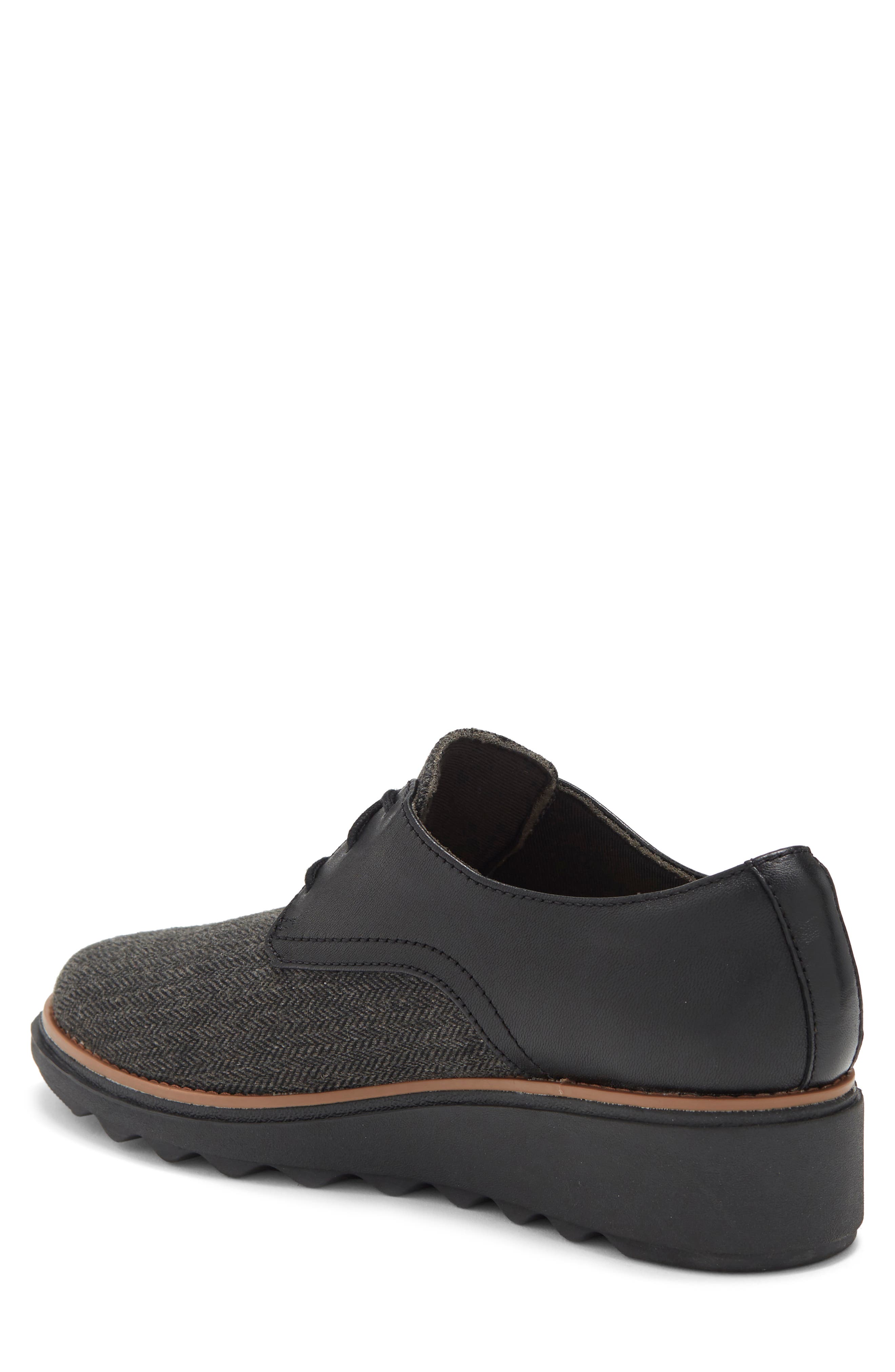 Clarks<sup>®</sup> Sharon Rae Lace-Up Platform Wedge Sneaker, Alternate, color, Black Tweedcombi