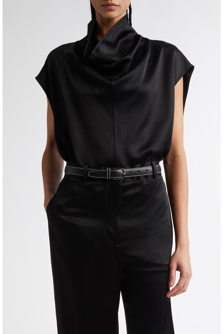 Sleeveless Funnel Neck Top, Main, color, BLACK
