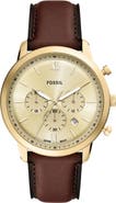 Fossil Neutra Chronograph Leather Strap Watch, 44mm