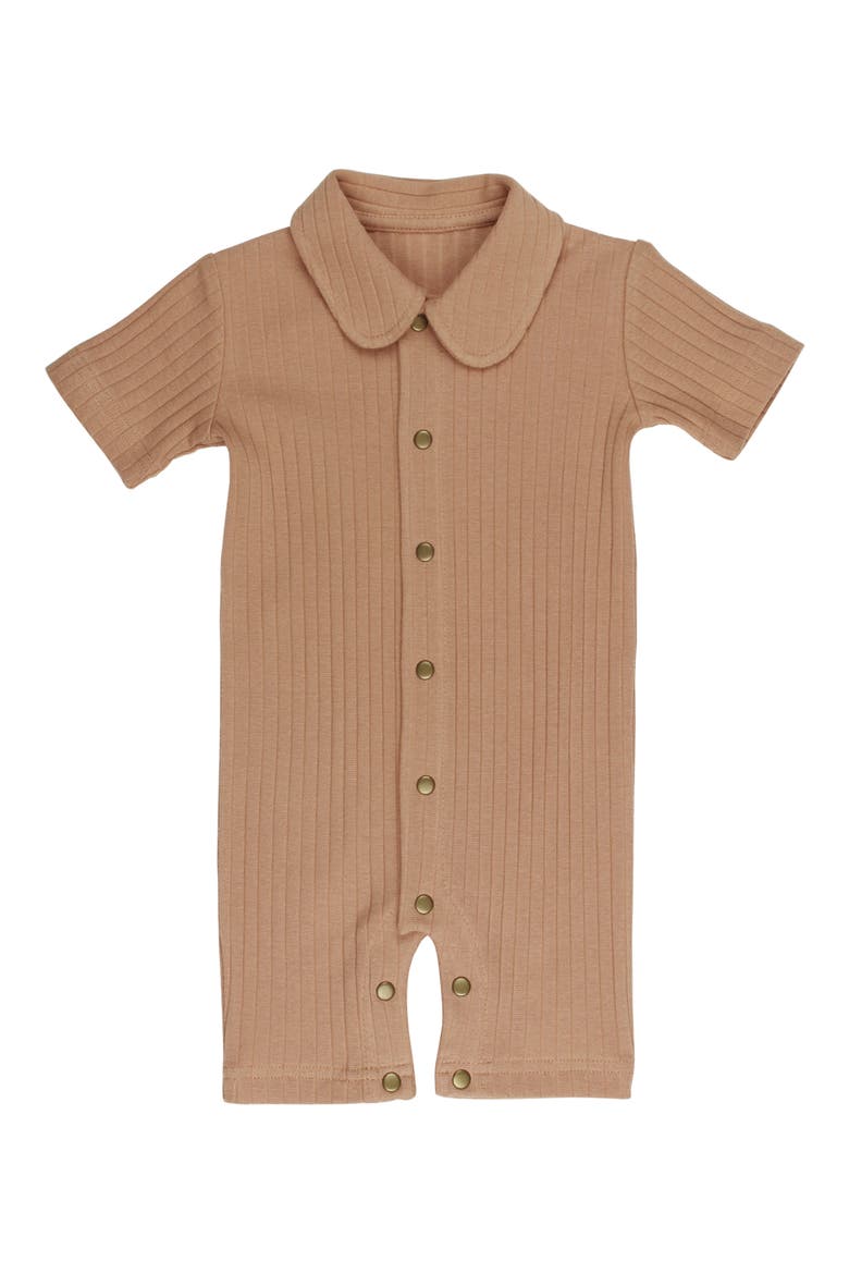 Rib Organic Cotton Romper, Main, color, ADOBE