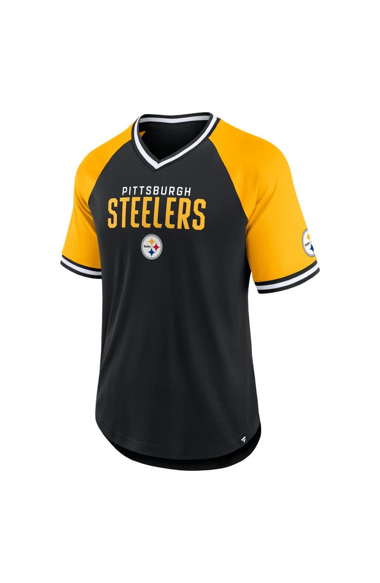 FANATICS Men's Fanatics Black/Gold Pittsburgh Steelers Hashmark Raglan T-Shirt, Alternate, color, 