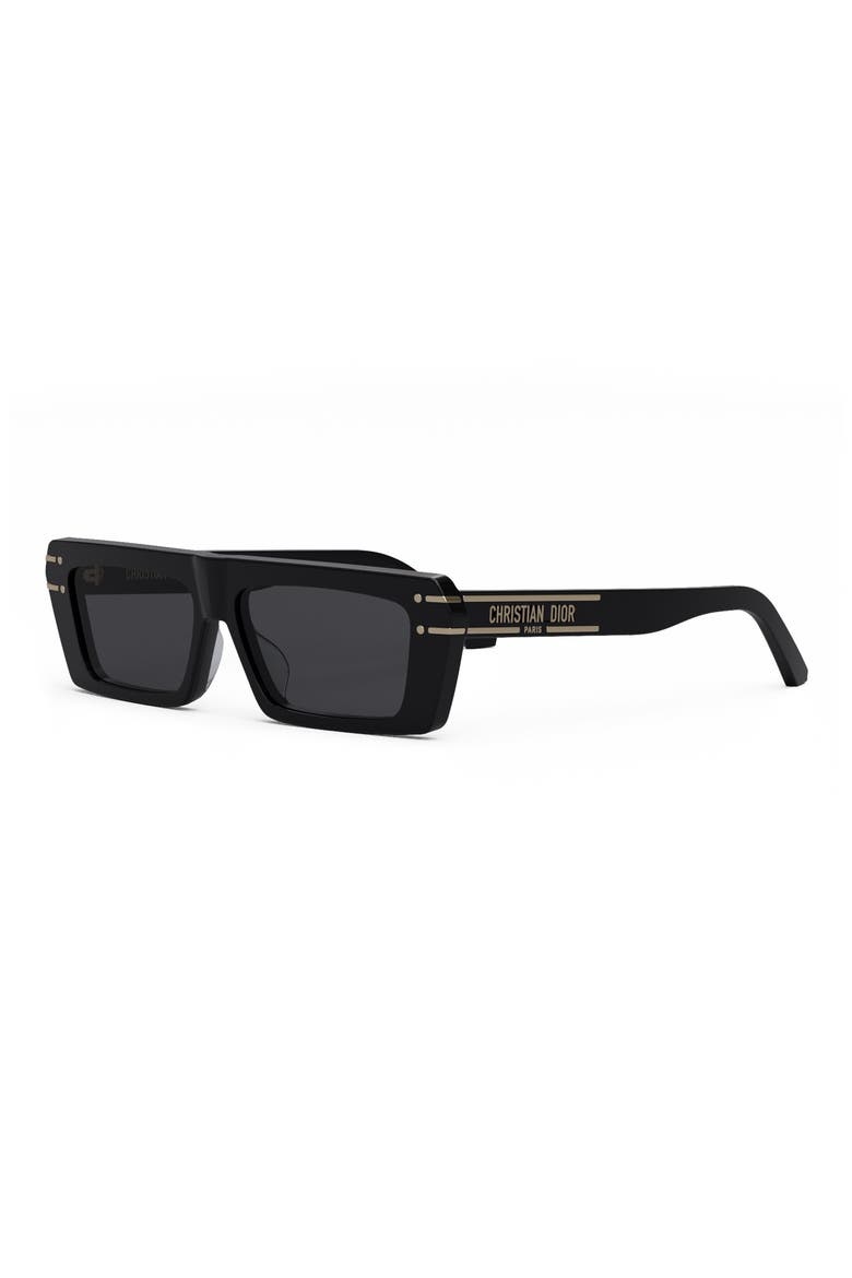 Signature 54mm Rectangular Sunglasses, Alternate, color, SHINY BLACK / SMOKE
