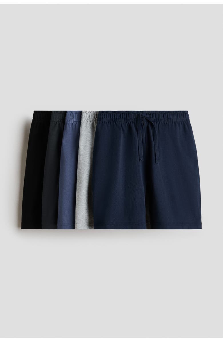 H&M 5-pack Cotton Jersey Shorts, Main, color, Blue/Gray/Black