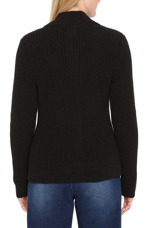 Nic + Zoe Nic+zoe Shaker Stitch Cady Sweater Jacket In Black