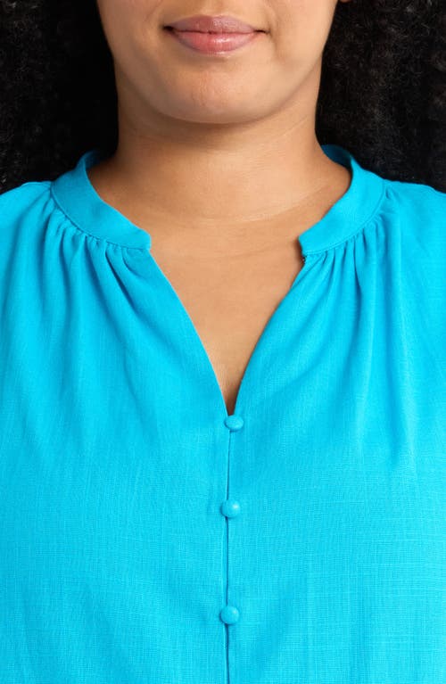 Sugarlips Ruffle Front Button Top In Blue