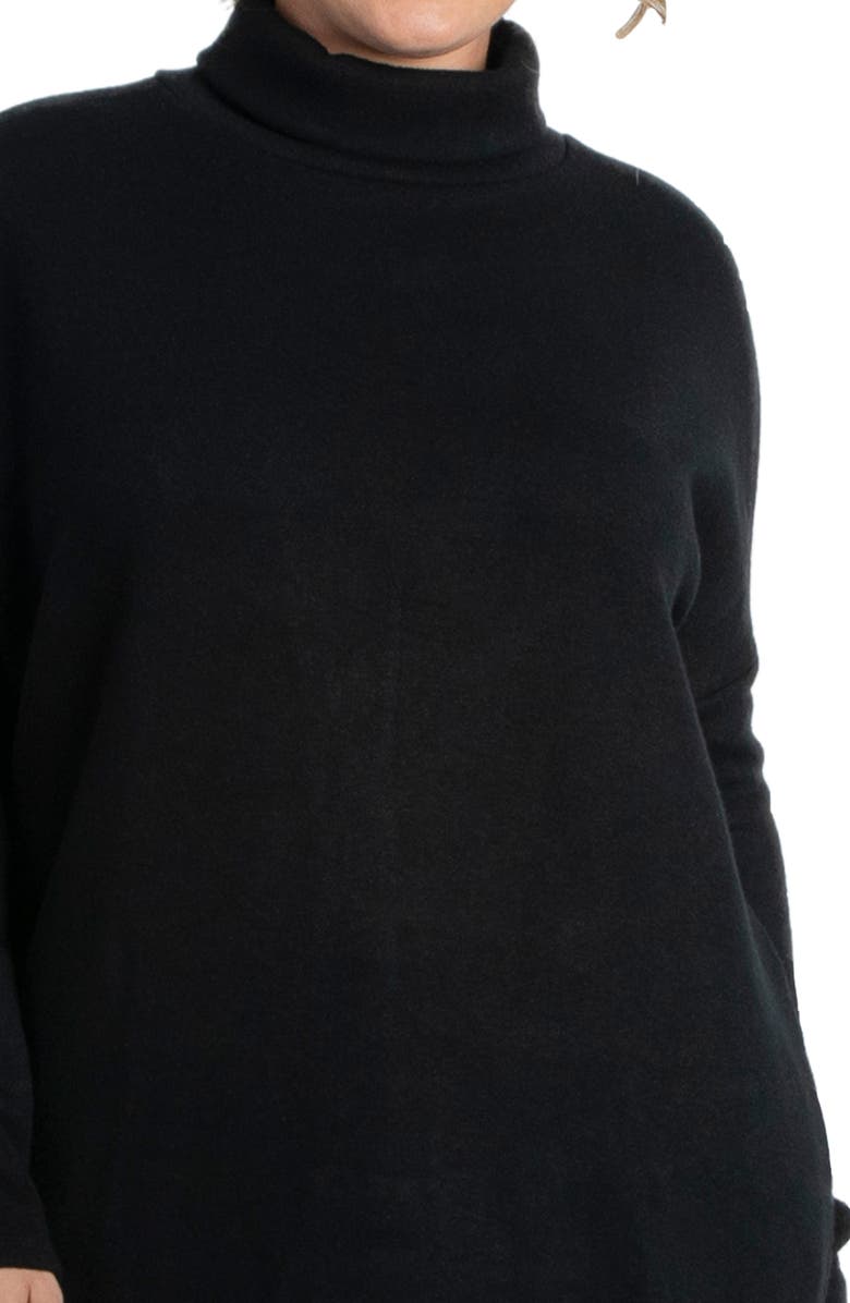 Kiyonna Paris Turtleneck Tunic Sweater, Alternate, color, Black Noir