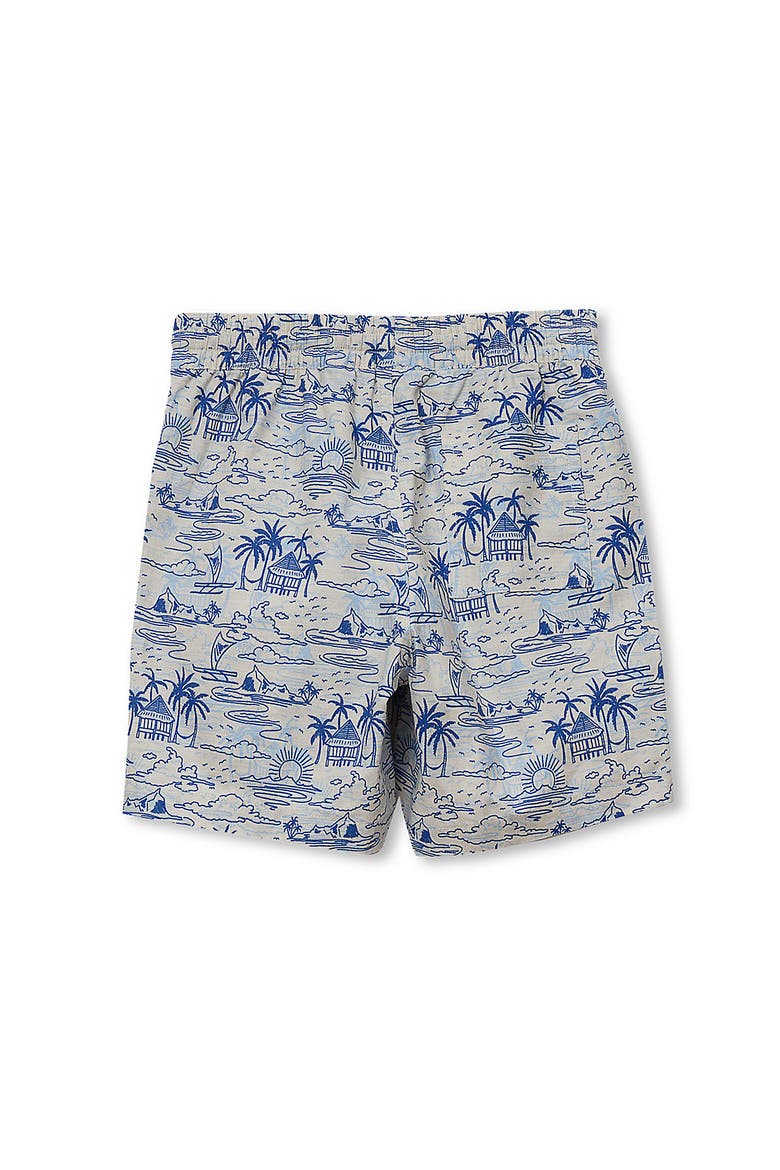 Boys Linen Slub Shorts, Alternate, color, Blue Palm Island