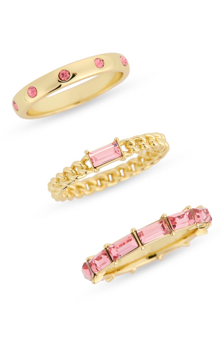 Set of Three CZ Rings, Main, color, PINK