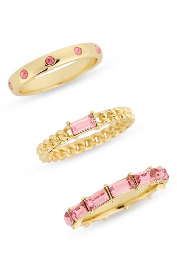 Covet Set Of Three Cz Rings In Pink