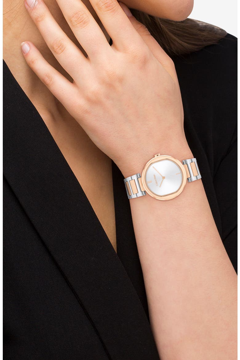 Two-Tone Bracelet Watch, 36mm, Alternate, color, WHITE M-O-P