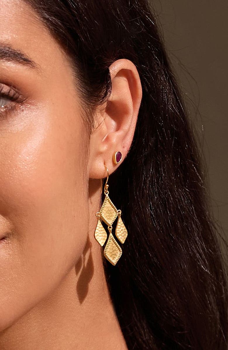 Satya Jewelry Adorned with Light Chandelier Earrings, Alternate, color, Gold