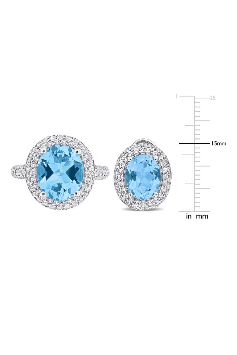 Sky Blue Topaz & White Topaz Ring & Stud Earrings Set, Alternate, color, BLUE