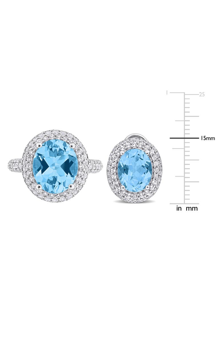 DELMAR Sky Blue Topaz & White Topaz Ring & Stud Earrings Set, Alternate, color, Blue