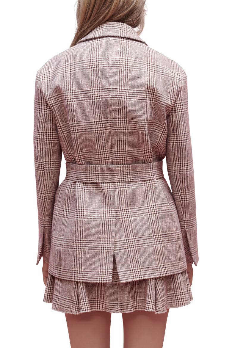 Vinone Plaid Tie Waist Blazer, Alternate, color, BURGUNDY