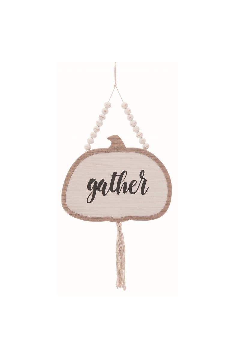 Transpac Wood Multicolor Autumn Gather Pumpkin Decor with Beaded Loop, Main, color, Multi