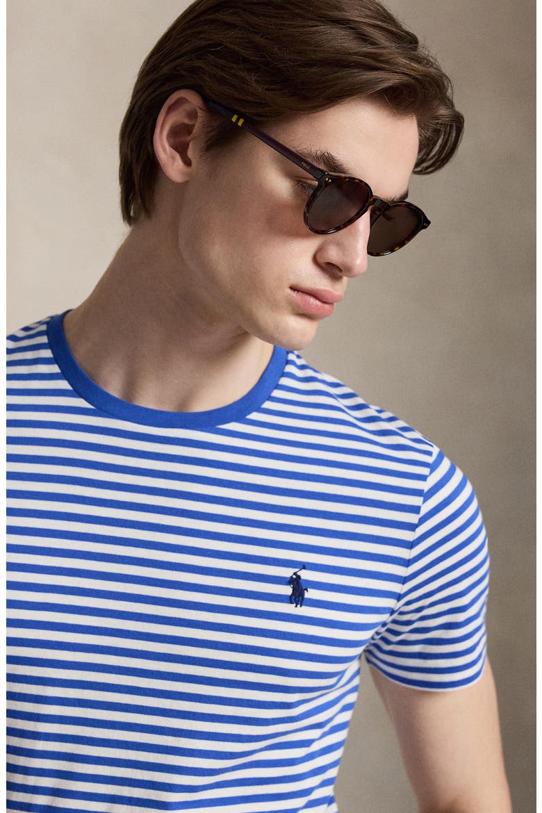 Classic Fit Stripe Cotton T-Shirt, Alternate, color, NEW IRIS BLUE/ WHITE