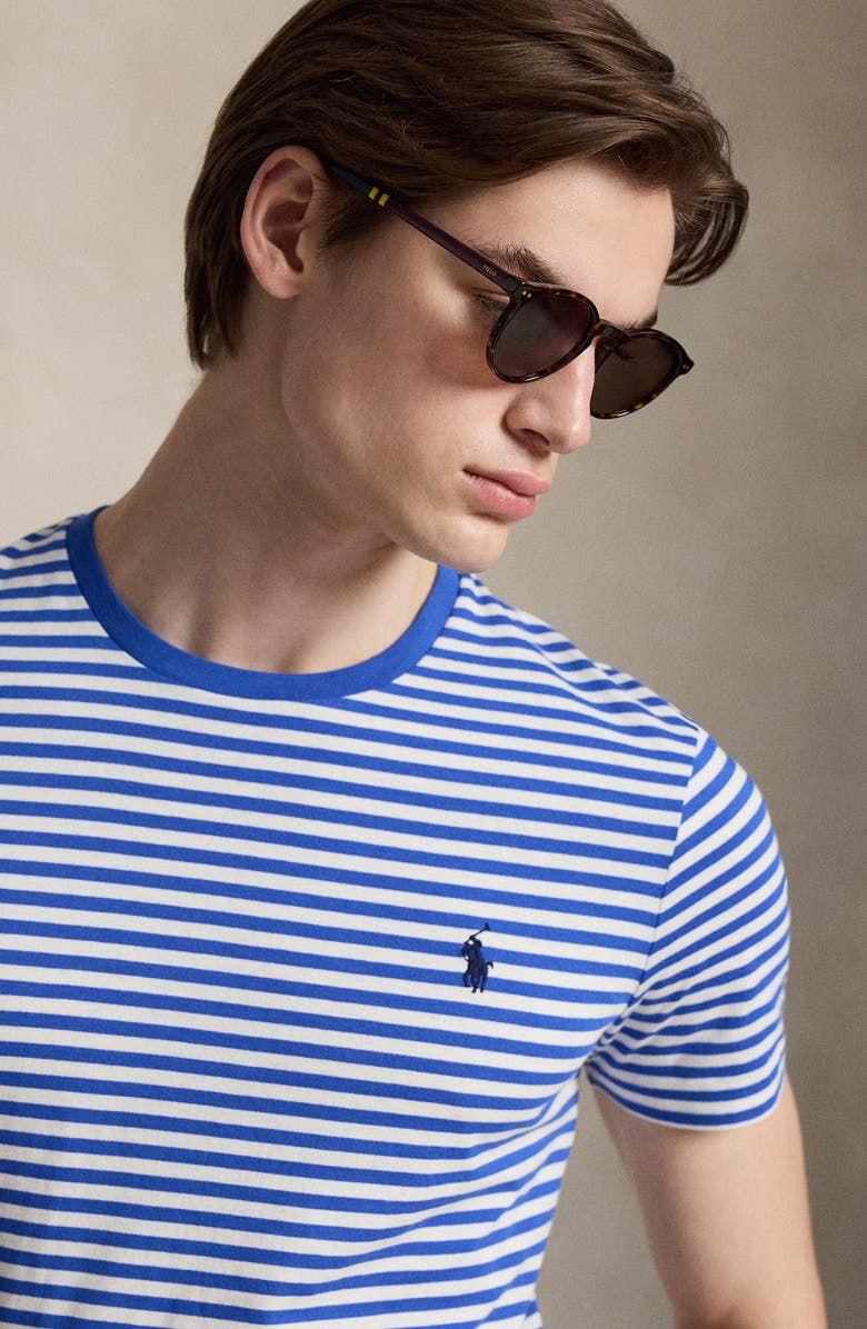 Polo Ralph Lauren Classic Fit Stripe Cotton T-Shirt, Alternate, color, New Iris Blue/ White