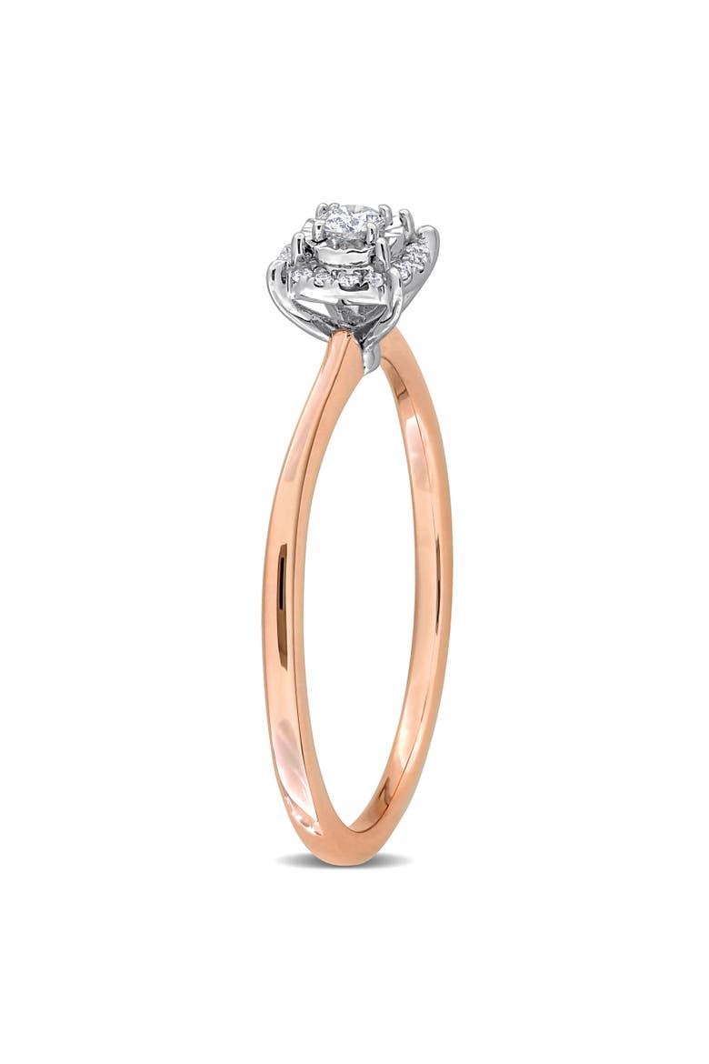 Lab-Grown Diamond Halo Ring 18k Two-Tone, Alternate, color, Rose Gold