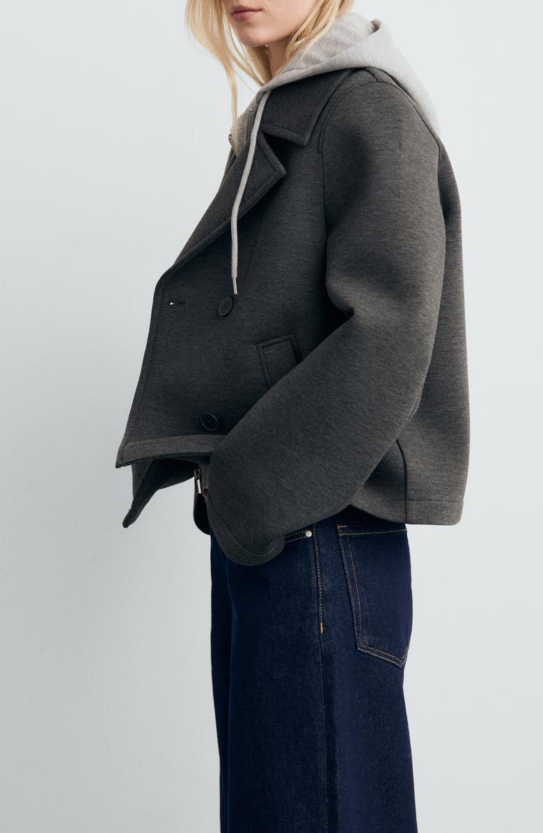 MANGO Layered Hooded Jacket, Alternate, color, Medium Heather Grey