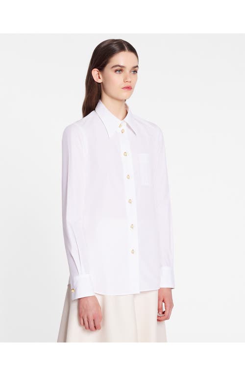 Lanvin Long Sleeve Shirt In Poplin In Optical White