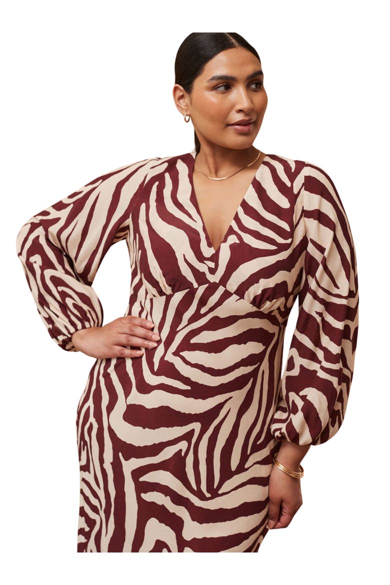 Animal Stripe Long Sleeve Dress, Alternate, color, Cream