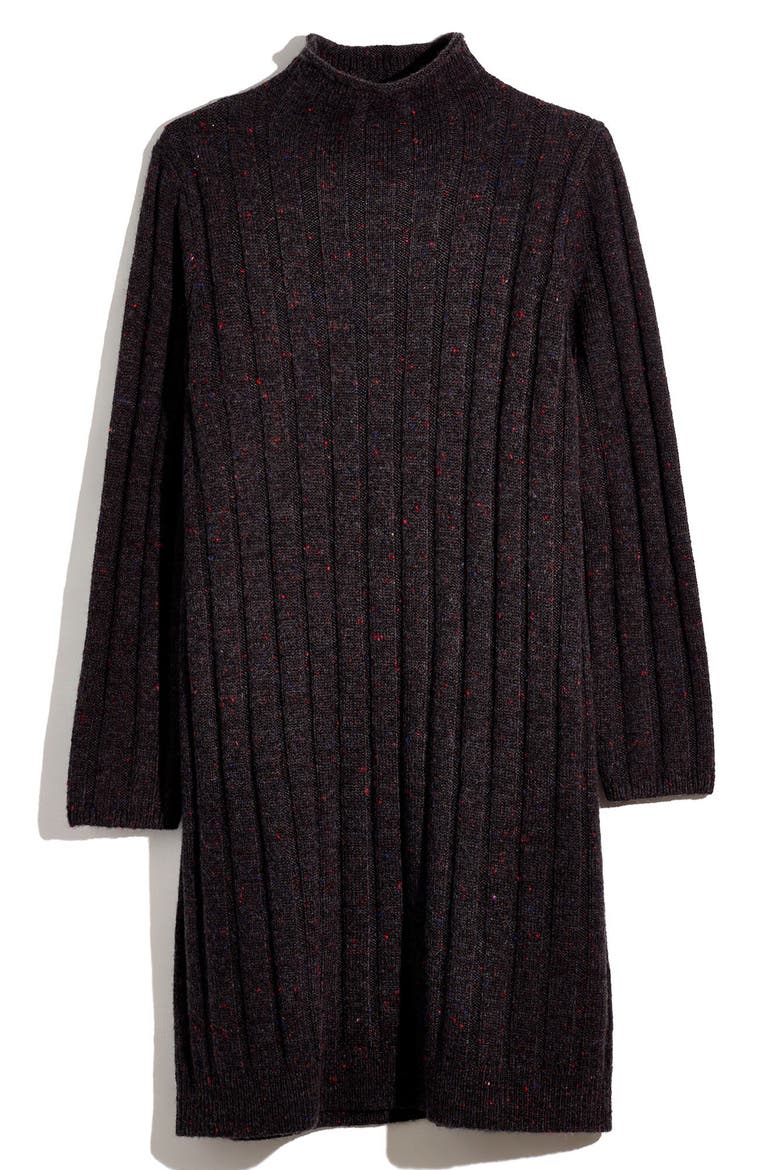 Donegal Rolled Mock Neck Sweater Dress, Alternate, color, DONEGAL COAL
