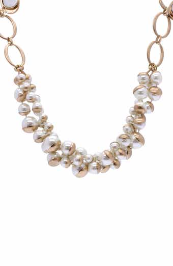 SAACHI Half Moon Imitation Pearl Cluster Statement Necklace