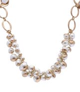 SAACHI Half Moon Imitation Pearl Cluster Statement Necklace