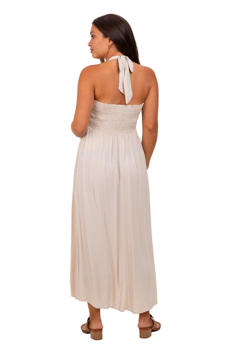 PinkBlush Halter Neck Side Slit Midi Dress, Alternate, color, Cream