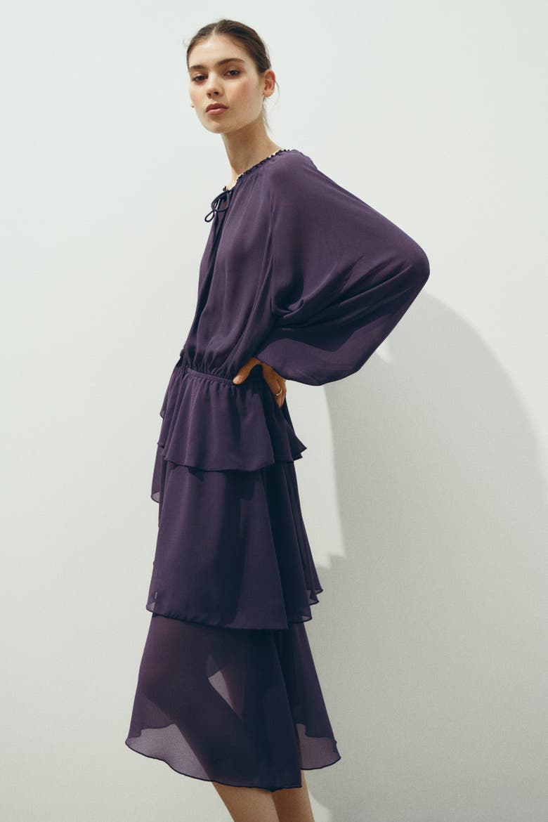 Asymmetric Dress, Alternate, color, Dark purple
