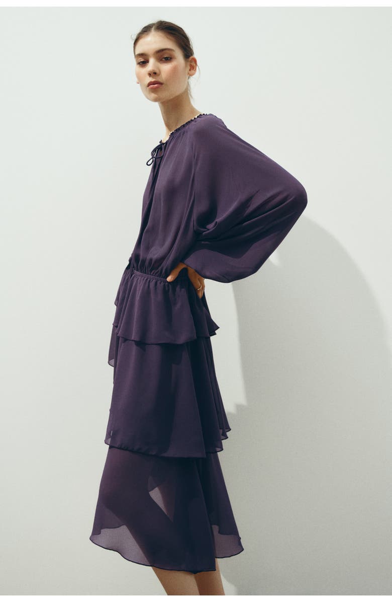 H&M Asymmetric Dress, Alternate, color, Dark Purple