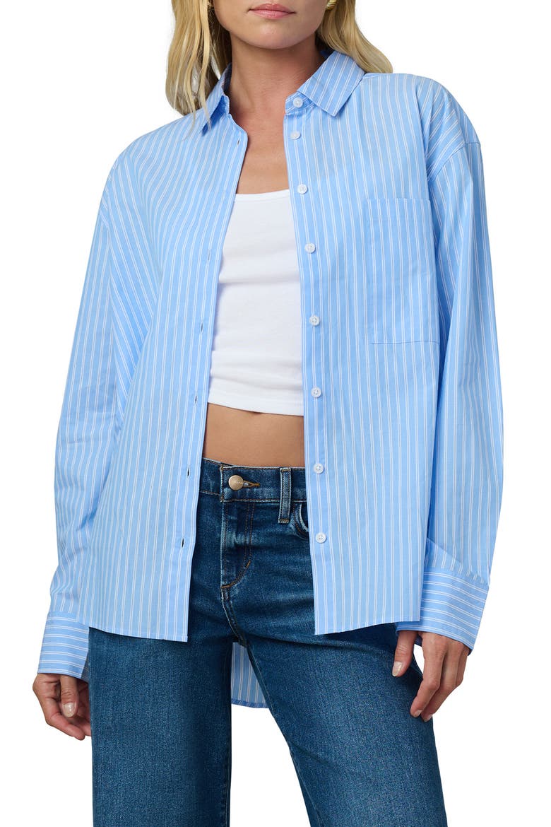 The Boyfriend Stripe Oversize Button-Up Shirt, Main, color, SKY BLUE/WHITE STR
