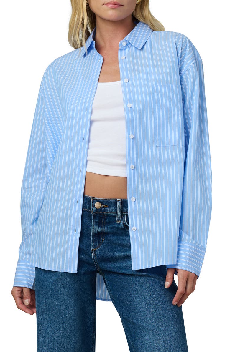 Joe's The Boyfriend Stripe Oversize Button-Up Shirt, Main, color, Sky Blue/ White Stripe