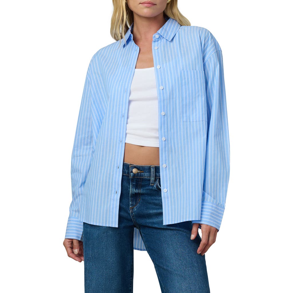 Joe's The Boyfriend Stripe Oversize Button-up Shirt In Sky Blue/white Stripe