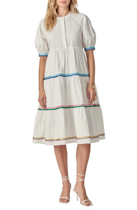 Ribbon Trim Midi Dress