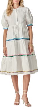 English Factory Ribbon Trim Midi Dress