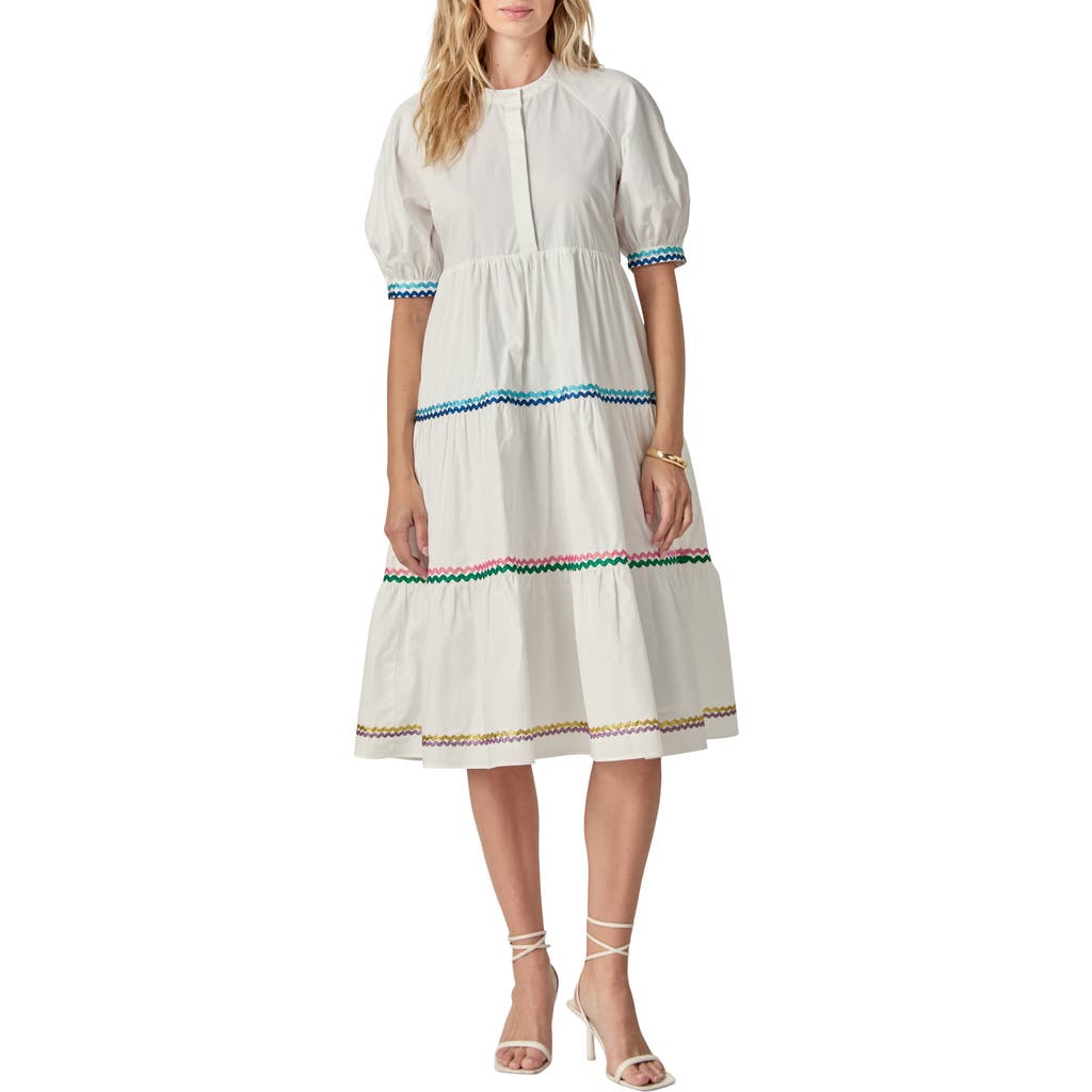 ENGLISH FACTORY ENGLISH FACTORY RIBBON TRIM MIDI DRESS