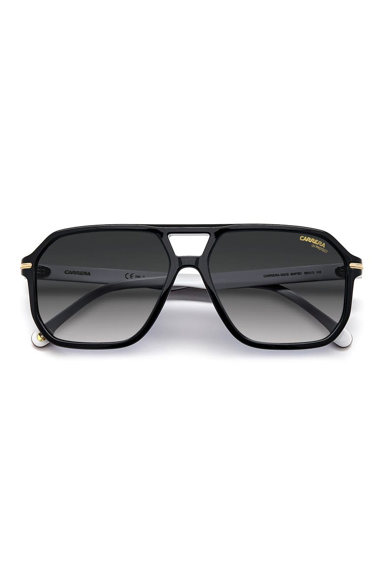 59mm Rectangular Sunglasses, Alternate, color, BLACK/ GREY SHADED