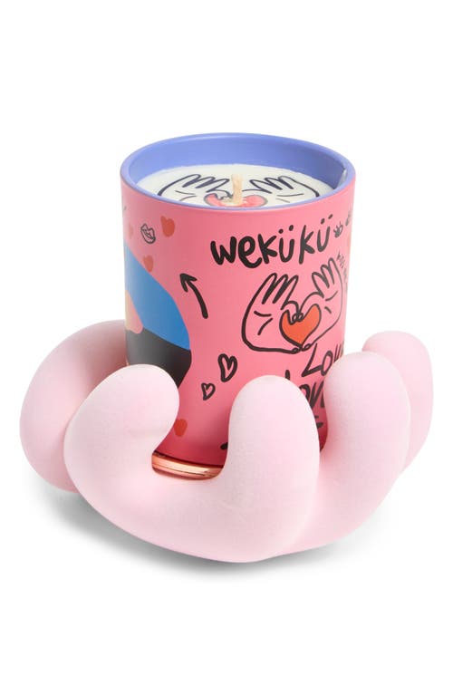 Wekükü Wekuku Hold On Tight Berry Scented Candle & Holder Gift Set In Pink