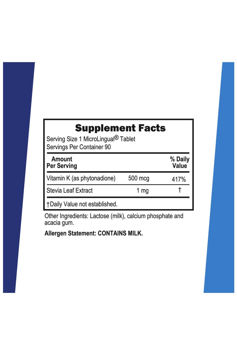 Vitamin K1 Sublingual Tablets Quick Dissolving Supplement, Alternate, color, White