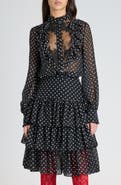 Valentino Garavani Polka Dot Tulle Bib Button-Up Shirt