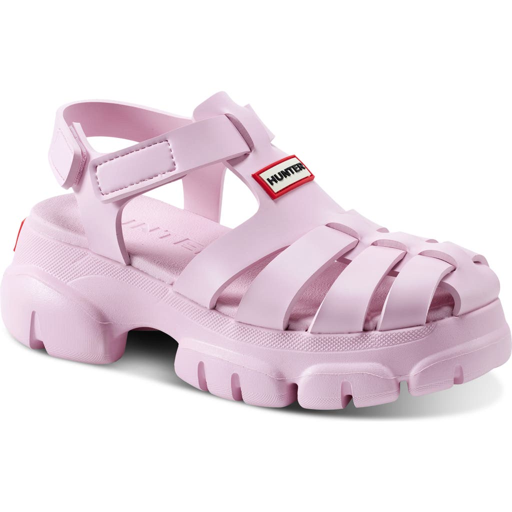 Hunter Belah Lug Sole Fisherman Sandal In Light Pink