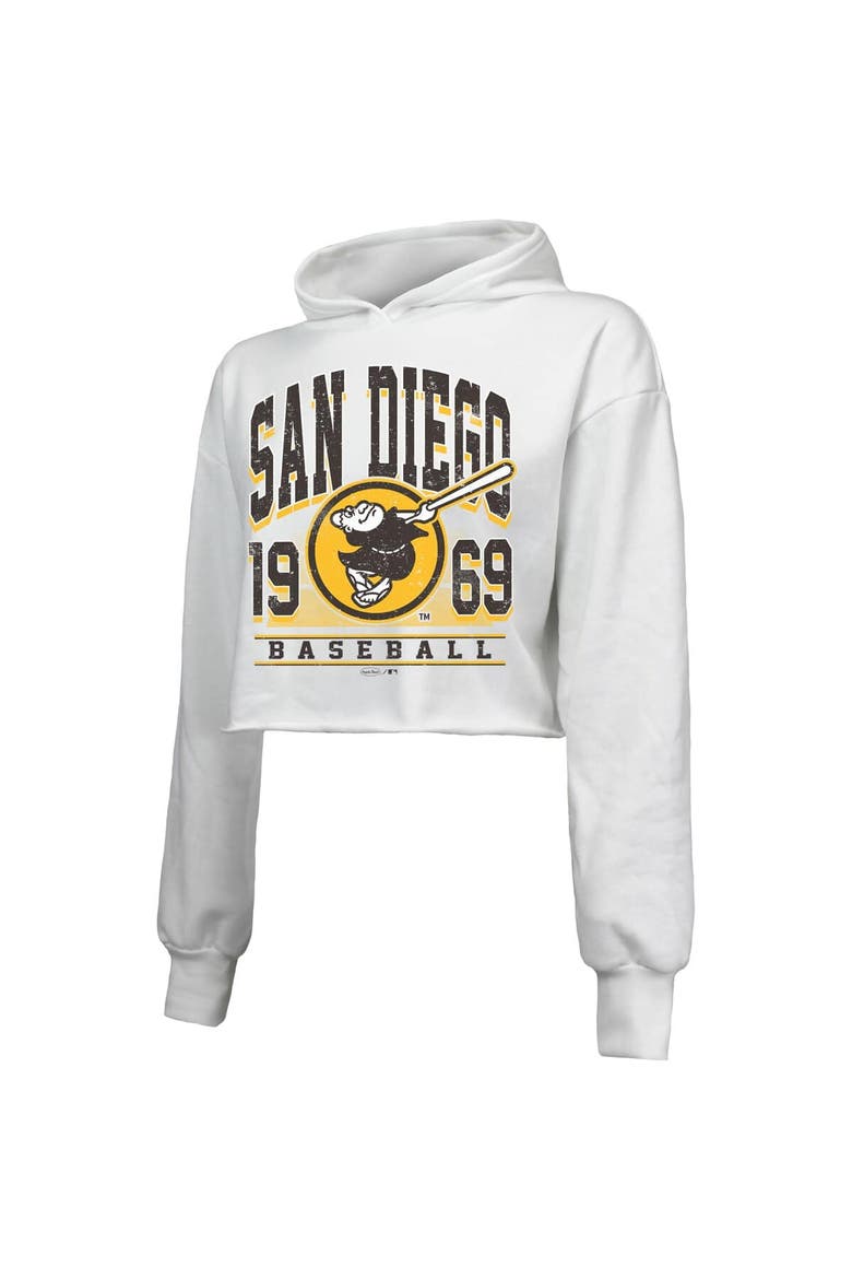 Women's Majestic Threads White San Diego Padres Cropped Have A Field Day Tri-Blend Hoodie, Alternate, color, White