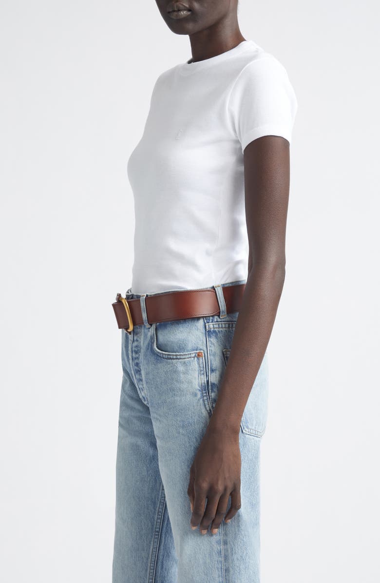 Saint Laurent Cassandre Logo Cotton T-Shirt, Alternate, color, Blanc