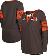 New Era Women's New Era Brown Cleveland Browns Lace-Up Notch Neck Long Sleeve T-Shirt
